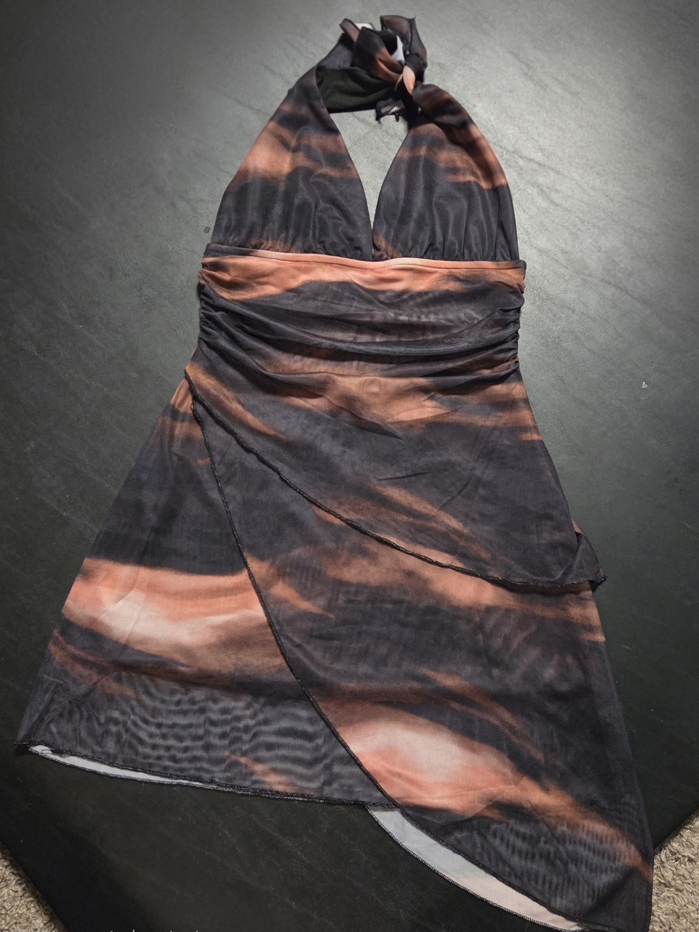 This Dress Is On FIRE Halter Wrap Dress in Black and Rust.